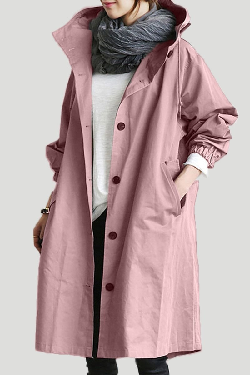 Women's Hooded Trench Coat with Drawstring Waist and Lightweight Woven Fabric - Image 6