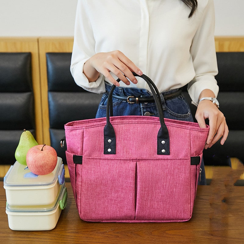Women's Insulated Lunch Bag and Pouch with Adjustable Shoulder Strap and Zipper Closure - Image 2