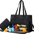 Women's Insulated Lunch Tote Bag with Matching Wristlet Quilted Thermal Box Anti Theft Crossbody - Image 2