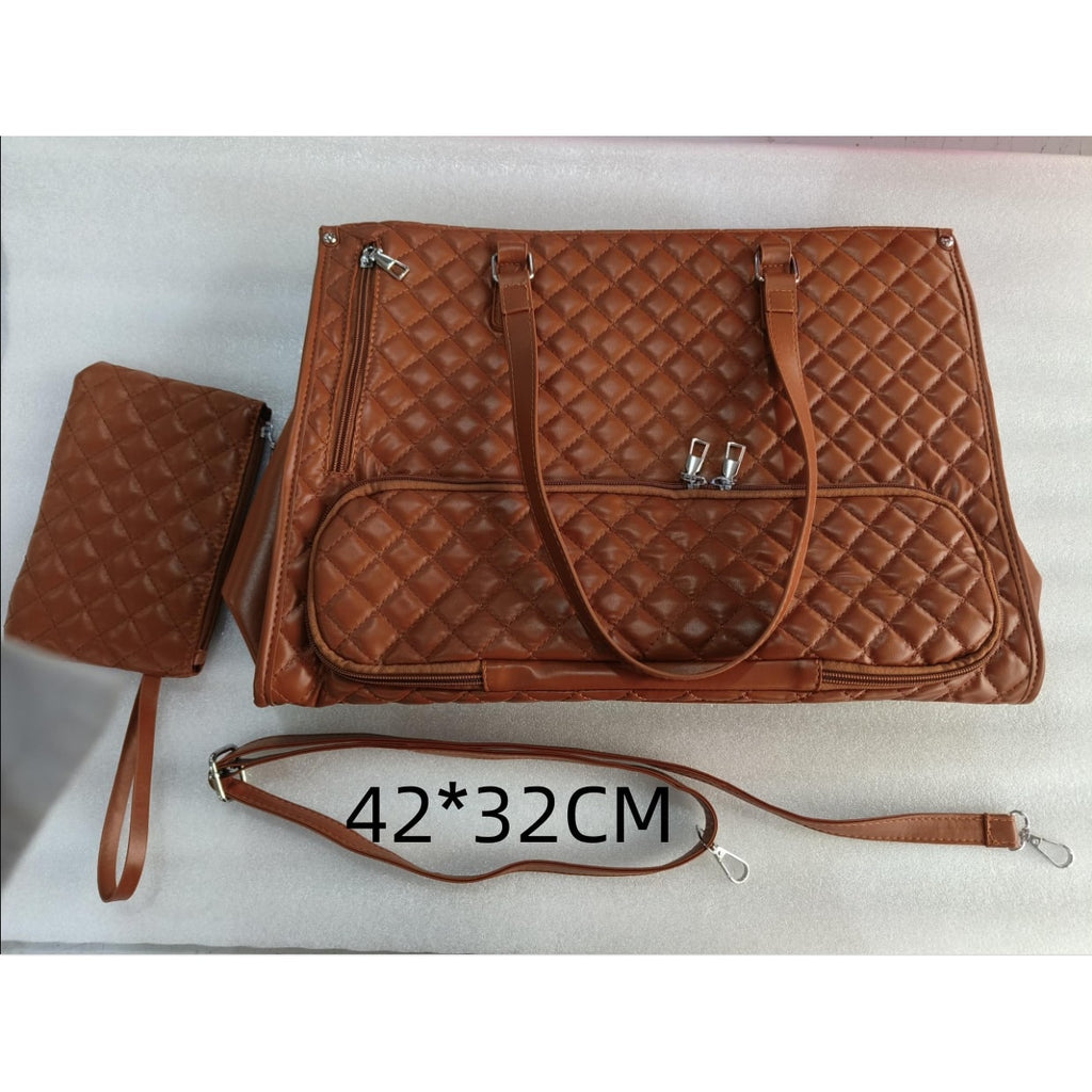 Women's Insulated Lunch Tote Bag with Matching Wristlet Quilted Thermal Box Anti Theft Crossbody - Image 3