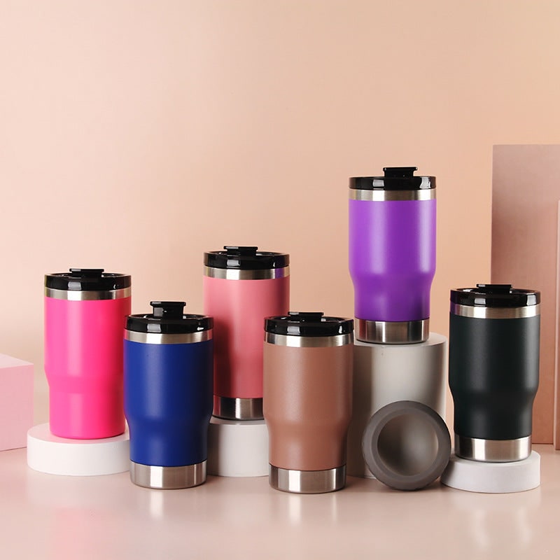 Women's Insulated Stainless Steel Travel Mug with Leak Proof Flip-Top Lid and Non-Slip Silicone Ring - Image 1