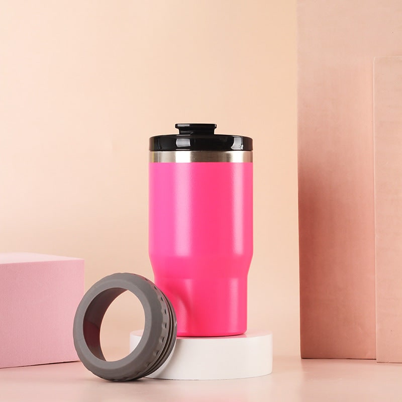 Women's Insulated Stainless Steel Travel Mug with Leak Proof Flip-Top Lid and Non-Slip Silicone Ring - Image 10