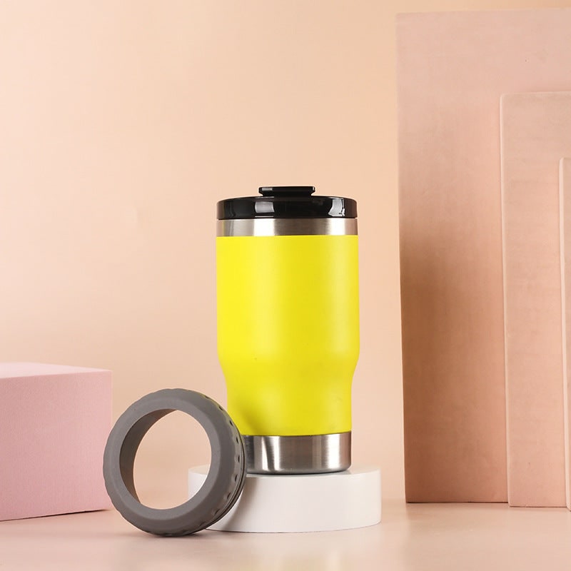 Women's Insulated Stainless Steel Travel Mug with Leak Proof Flip-Top Lid and Non-Slip Silicone Ring - Image 11