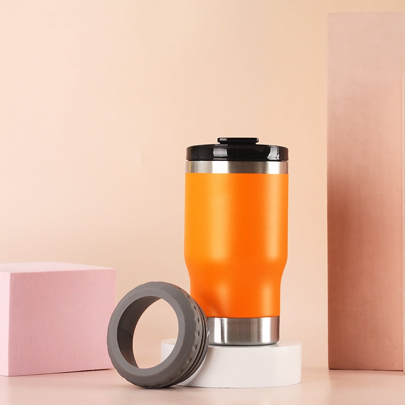 Women's Insulated Stainless Steel Travel Mug with Leak Proof Flip-Top Lid and Non-Slip Silicone Ring - Image 12