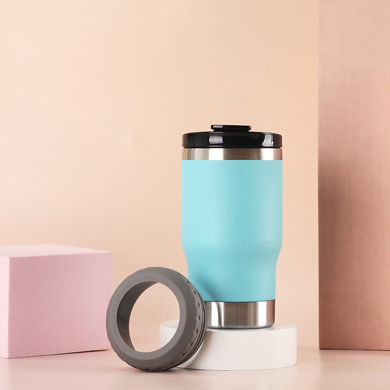 Women's Insulated Stainless Steel Travel Mug with Leak Proof Flip-Top Lid and Non-Slip Silicone Ring - Image 13
