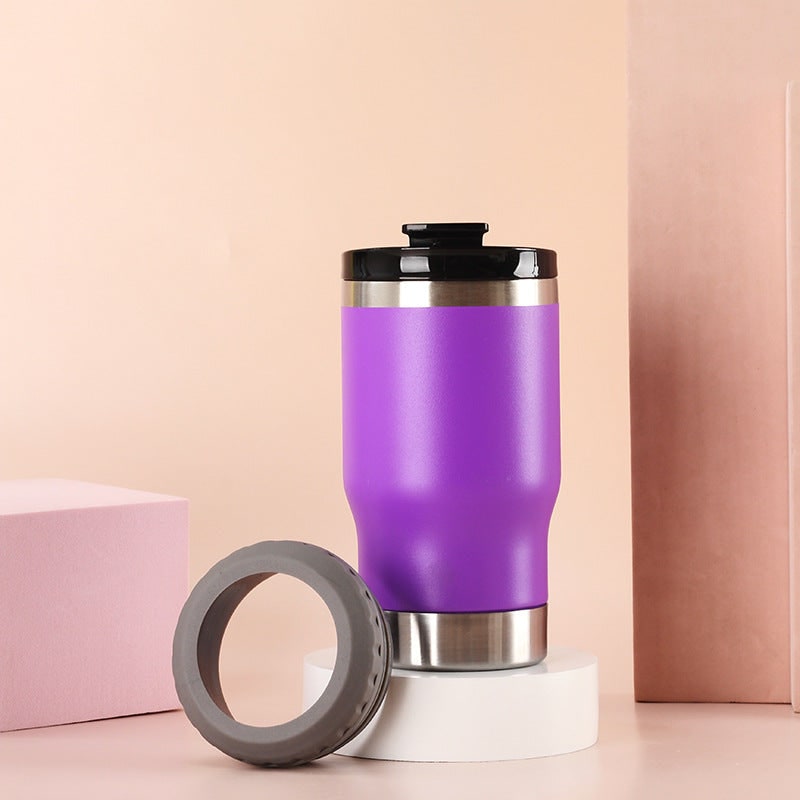 Women's Insulated Stainless Steel Travel Mug with Leak Proof Flip-Top Lid and Non-Slip Silicone Ring - Image 14