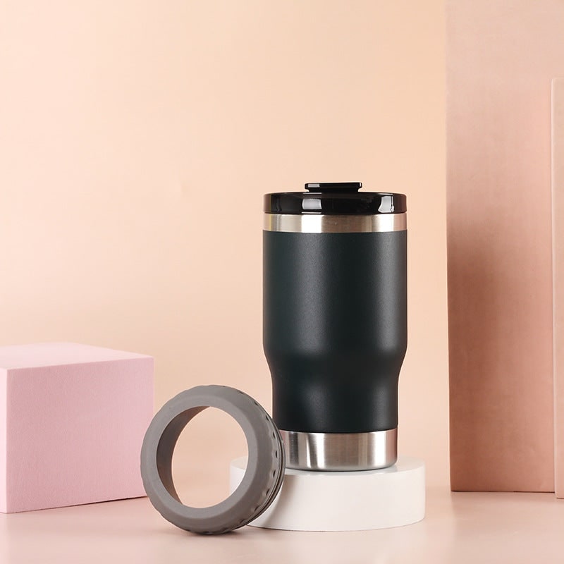 Women's Insulated Stainless Steel Travel Mug with Leak Proof Flip-Top Lid and Non-Slip Silicone Ring - Image 15