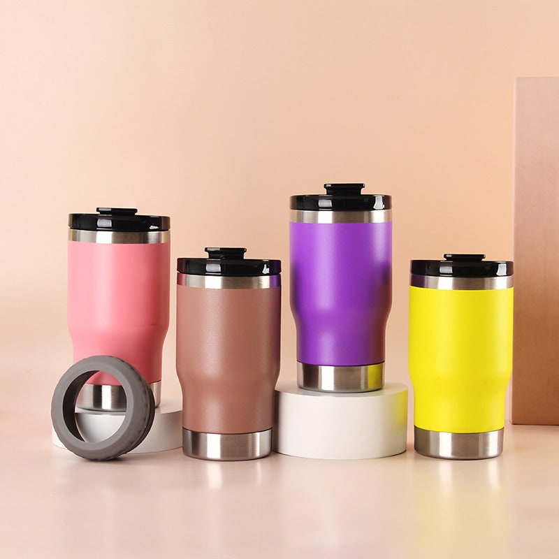 Women's Insulated Stainless Steel Travel Mug with Leak Proof Flip-Top Lid and Non-Slip Silicone Ring - Image 3