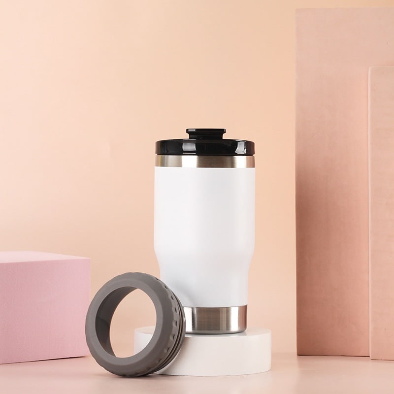 Women's Insulated Stainless Steel Travel Mug with Leak Proof Flip-Top Lid and Non-Slip Silicone Ring - Image 6