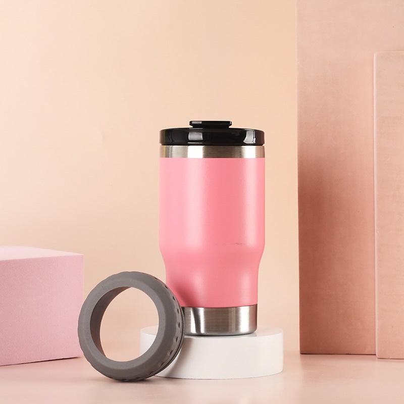 Women's Insulated Stainless Steel Travel Mug with Leak Proof Flip-Top Lid and Non-Slip Silicone Ring - Image 7