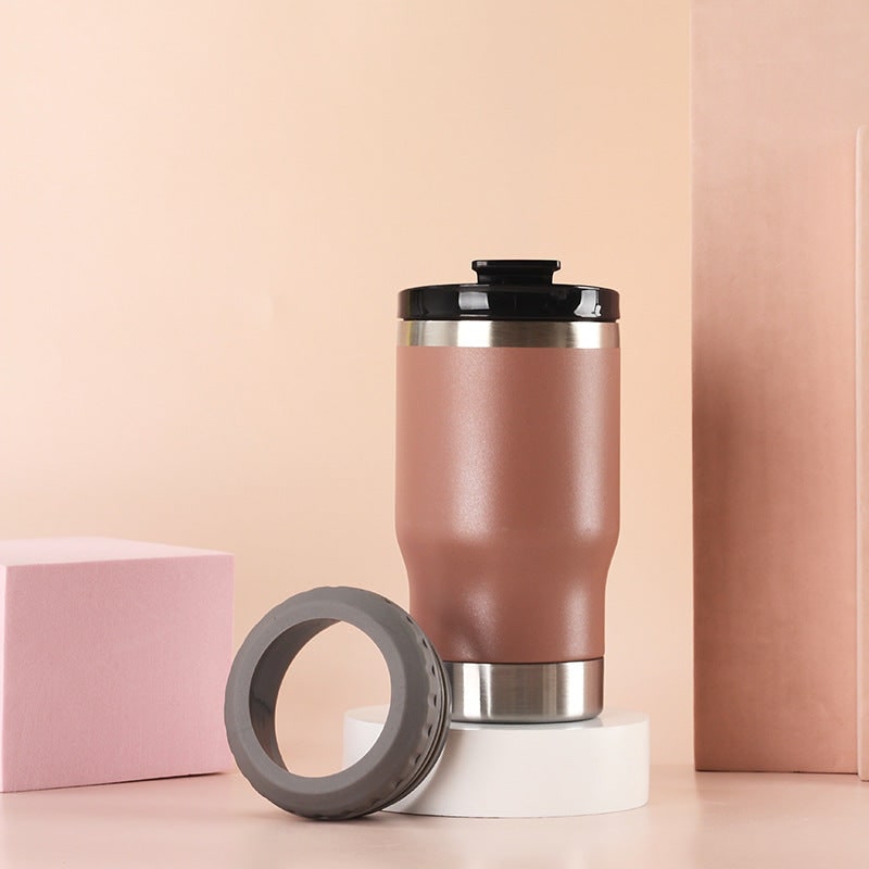 Women's Insulated Stainless Steel Travel Mug with Leak Proof Flip-Top Lid and Non-Slip Silicone Ring - Image 8
