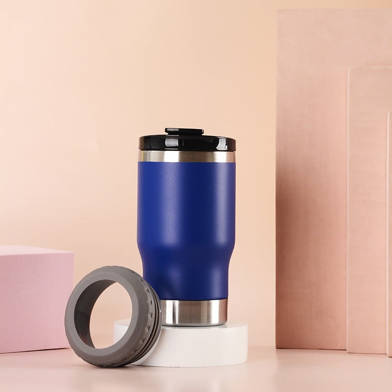 Women's Insulated Stainless Steel Travel Mug with Leak Proof Flip-Top Lid and Non-Slip Silicone Ring - Image 9