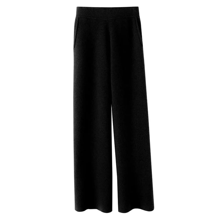 Womens Knit Pants High Waisted Wide Leg Pockets Soft Fuzzy Ribbed Cashmere - Image 5