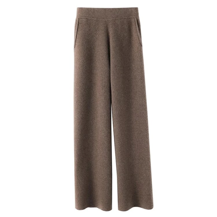 Womens Knit Pants High Waisted Wide Leg Pockets Soft Fuzzy Ribbed Cashmere - Image 7