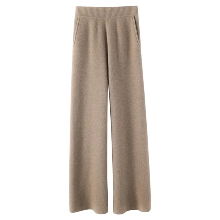 Womens Knit Pants High Waisted Wide Leg Pockets Soft Fuzzy Ribbed Cashmere - Image 8