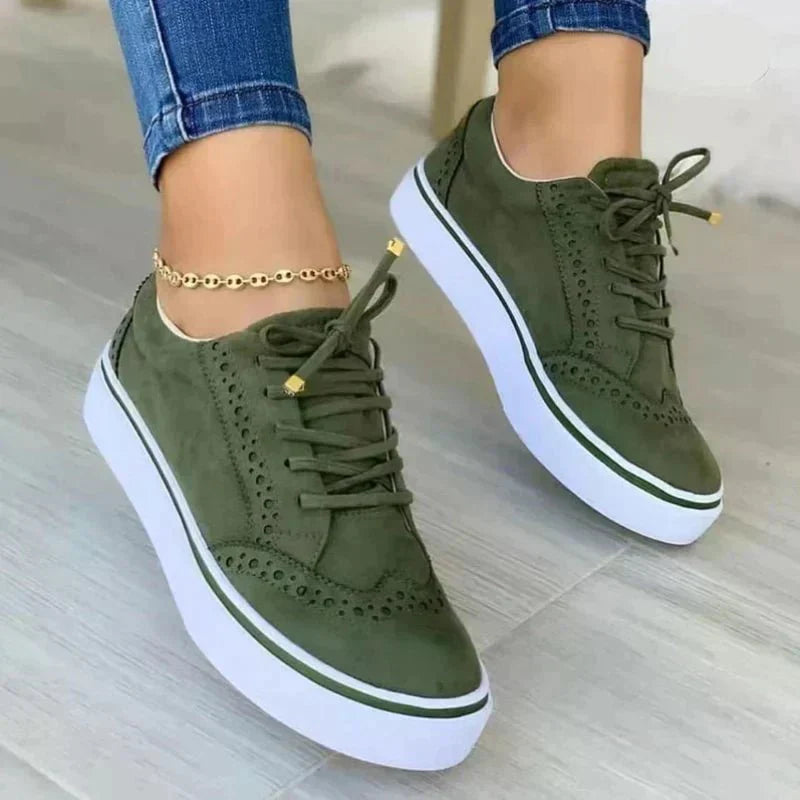 Women's Lace-Up Brogue Platform Sneakers in 5 Colours — back view