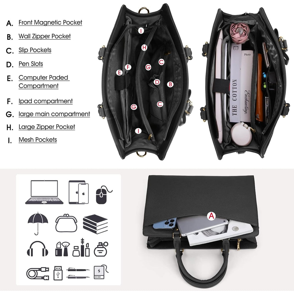 Women's Laptop Tote Bag with Multiple Compartments and Padded Protection - Image 27
