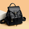 Women's Leather Backpack Purse Drawstring Closure and Diamond Quilted Travel Design - Image 5