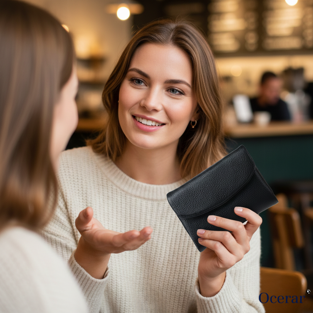 Women's Leather Bifold Wallet with Dual Zipper Pockets and Card Slots - Image 2