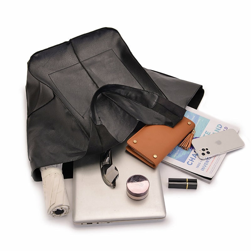 Women's Leather Tote Bag with Slouchy Hobo Design and Magnetic Snap Closure for Work - Image 11