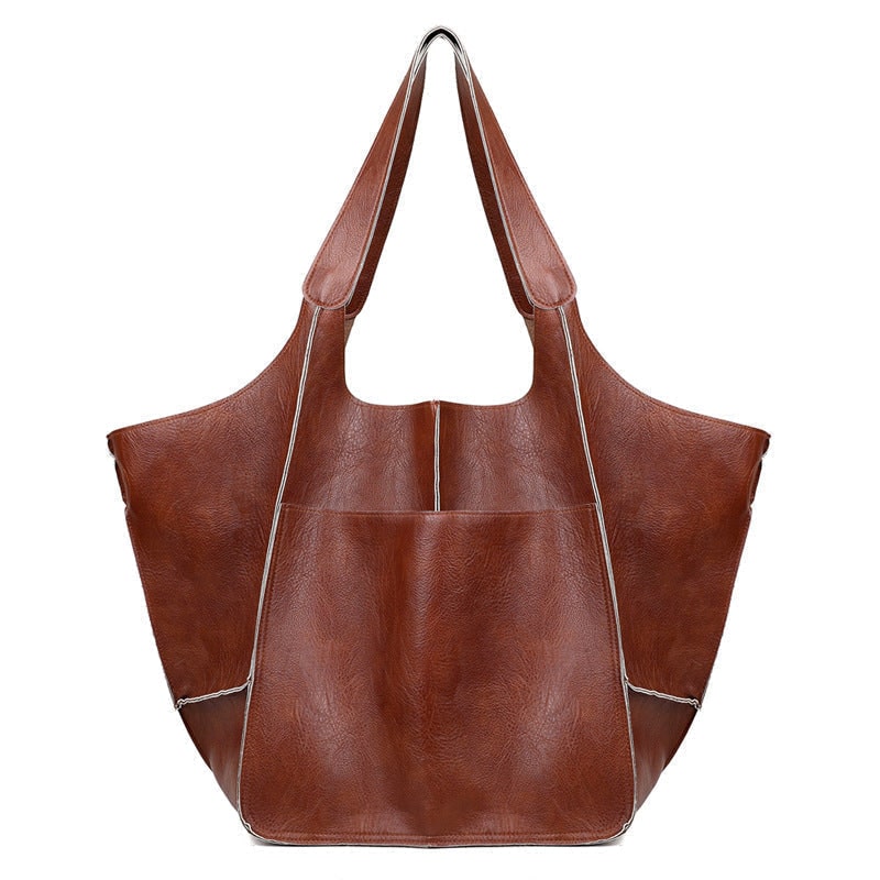 Women's Leather Tote Bag with Slouchy Hobo Design and Magnetic Snap Closure for Work - Image 12