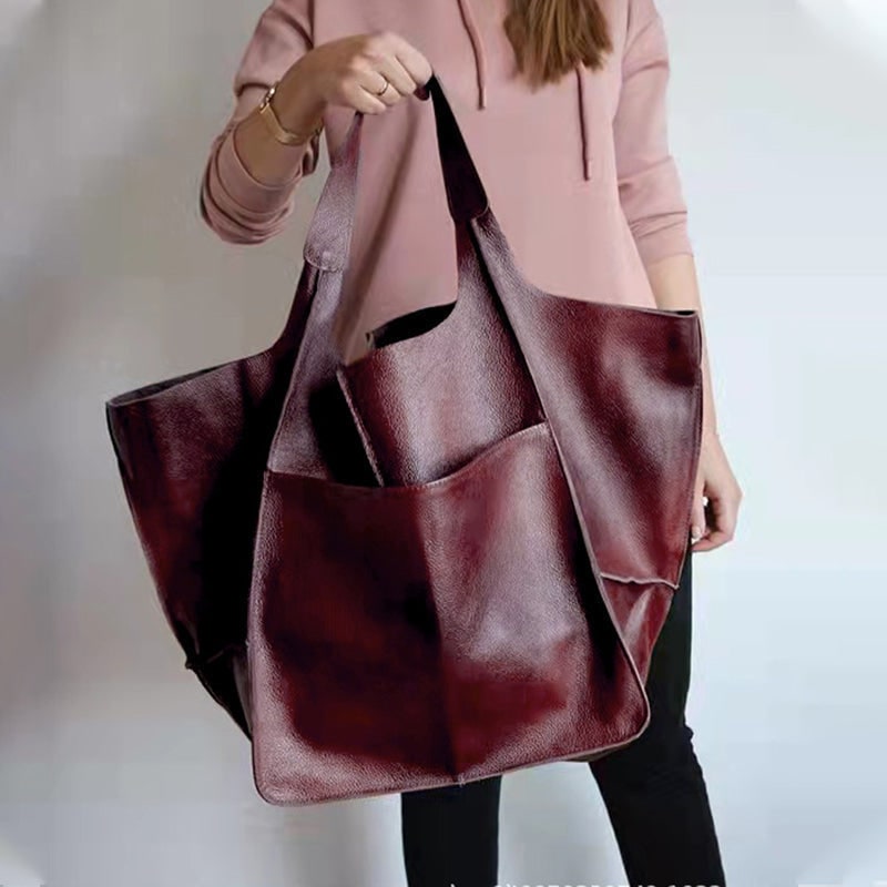 Women's Leather Tote Bag with Slouchy Hobo Design and Magnetic Snap Closure for Work - Image 13