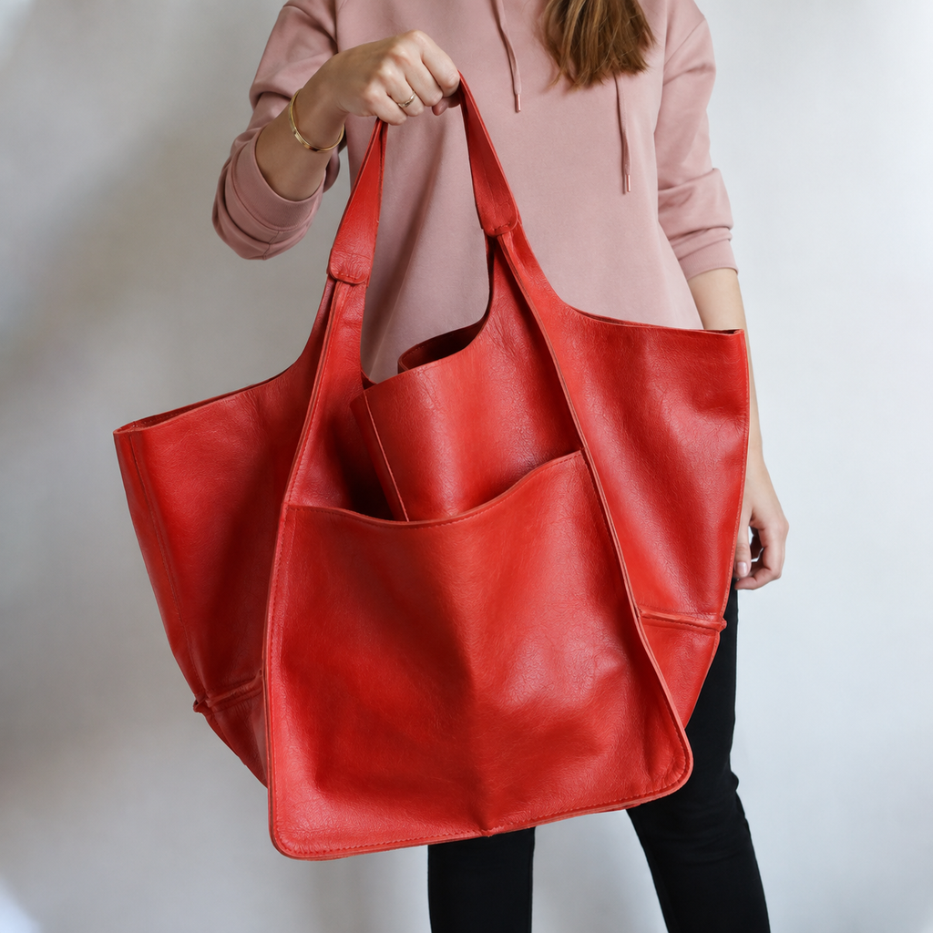 Women's Leather Tote Bag with Slouchy Hobo Design and Magnetic Snap Closure for Work - Image 18