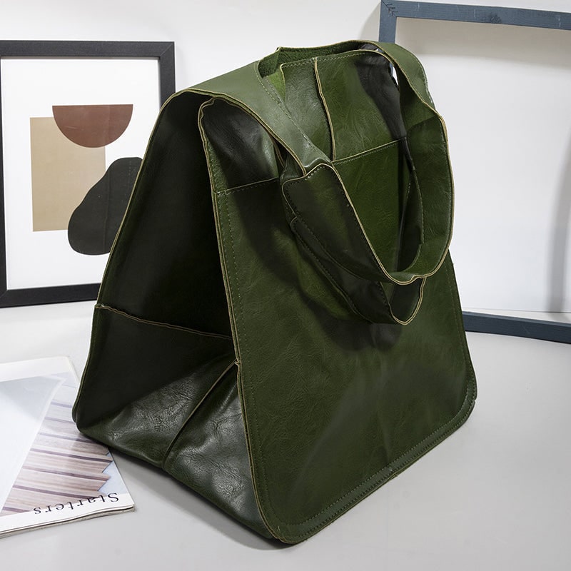 Women's Leather Tote Bag with Slouchy Hobo Design and Magnetic Snap Closure for Work - Image 4