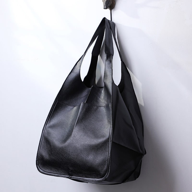 Women's Leather Tote Bag with Slouchy Hobo Design and Magnetic Snap Closure for Work - Image 5