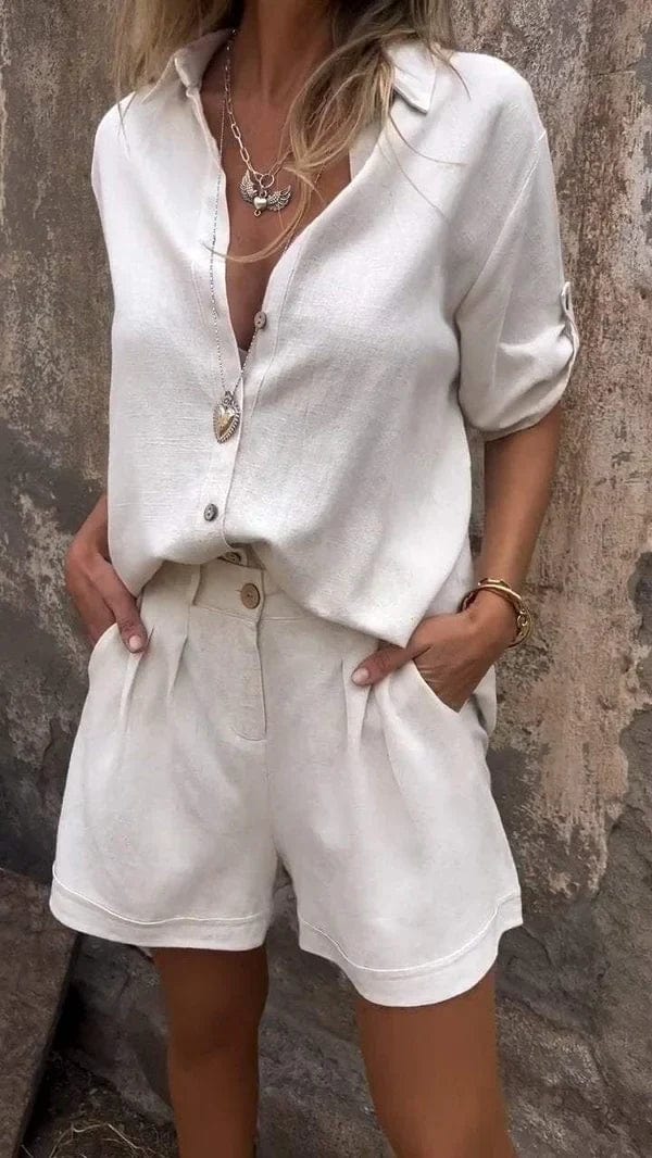 Women's Lightweight Two-Piece Shorts and Top Set — back view