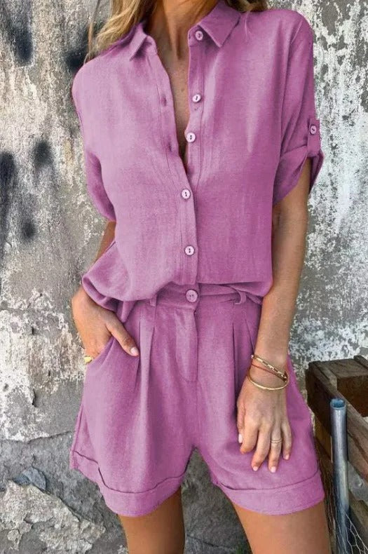Women's Lightweight Two-Piece Shorts and Top Set — close-up