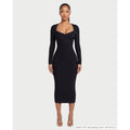 Women's Long Sleeve Bandage Midi Dress with Sweetheart Neck and Back Zipper - Image 1