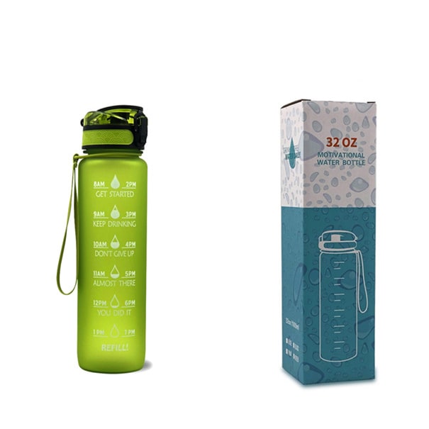 Women's Motivational Water Bottle with Time Markers Flip-Top Lid and 1l Capacity Glass - Image 13