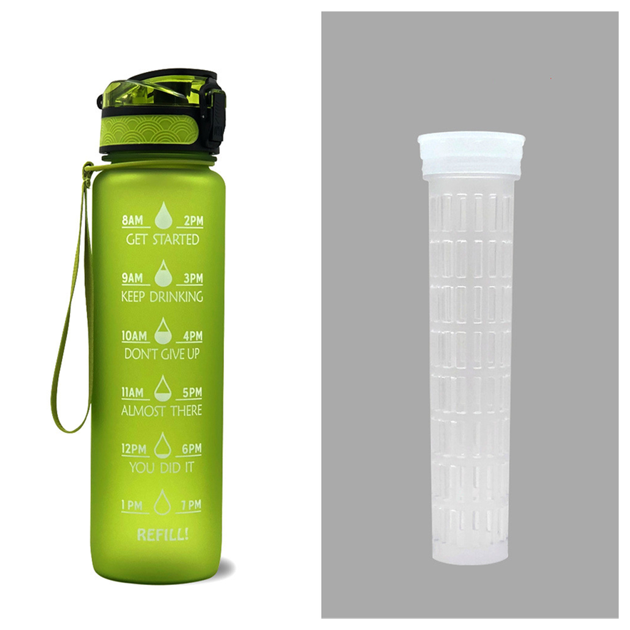 Women's Motivational Water Bottle with Time Markers Flip-Top Lid and 1l Capacity Glass - Image 18