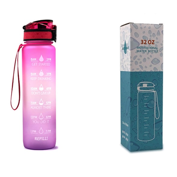 Women's Motivational Water Bottle with Time Markers Flip-Top Lid and 1l Capacity Glass - Image 20