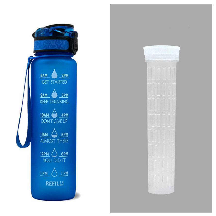 Women's Motivational Water Bottle with Time Markers Flip-Top Lid and 1l Capacity Glass - Image 22