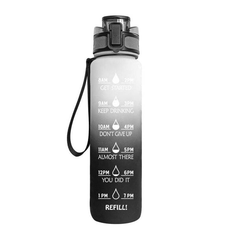 Women's Motivational Water Bottle with Time Markers Flip-Top Lid and 1l Capacity Glass - Image 24