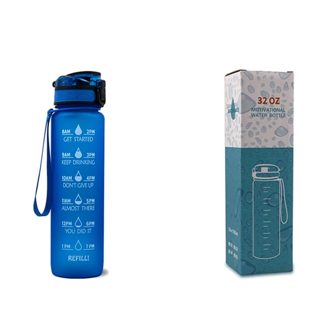 Women's Motivational Water Bottle with Time Markers Flip-Top Lid and 1l Capacity Glass - Image 25