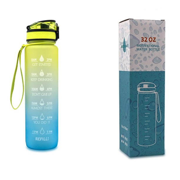 Women's Motivational Water Bottle with Time Markers Flip-Top Lid and 1l Capacity Glass - Image 27