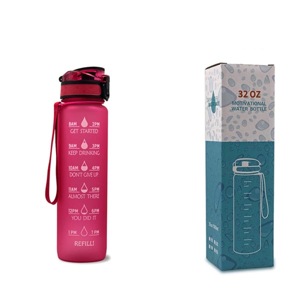 Women's Motivational Water Bottle with Time Markers Flip-Top Lid and 1l Capacity Glass - Image 29