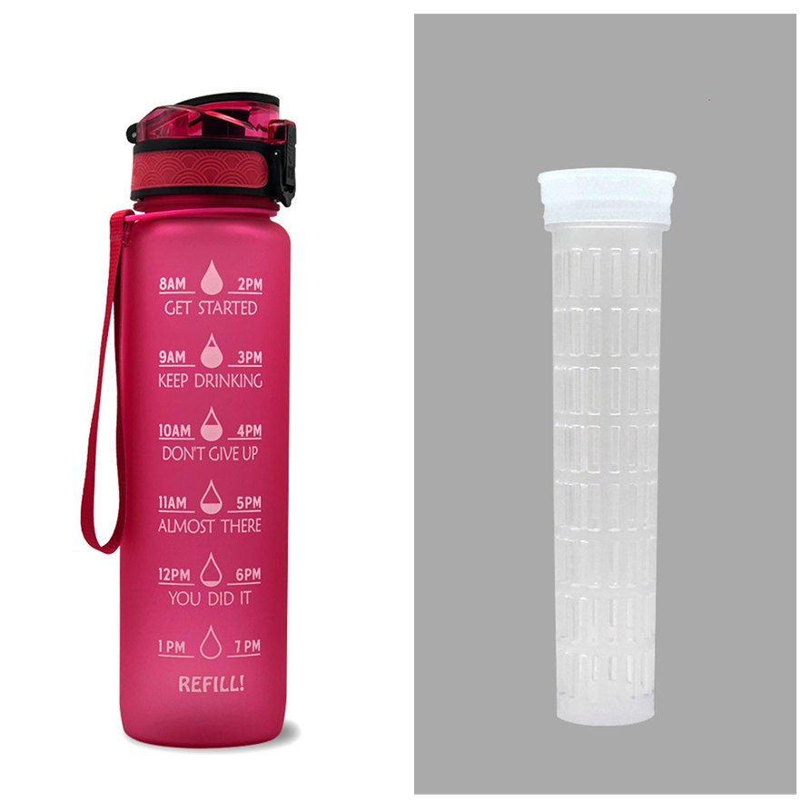 Women's Motivational Water Bottle with Time Markers Flip-Top Lid and 1l Capacity Glass - Image 30