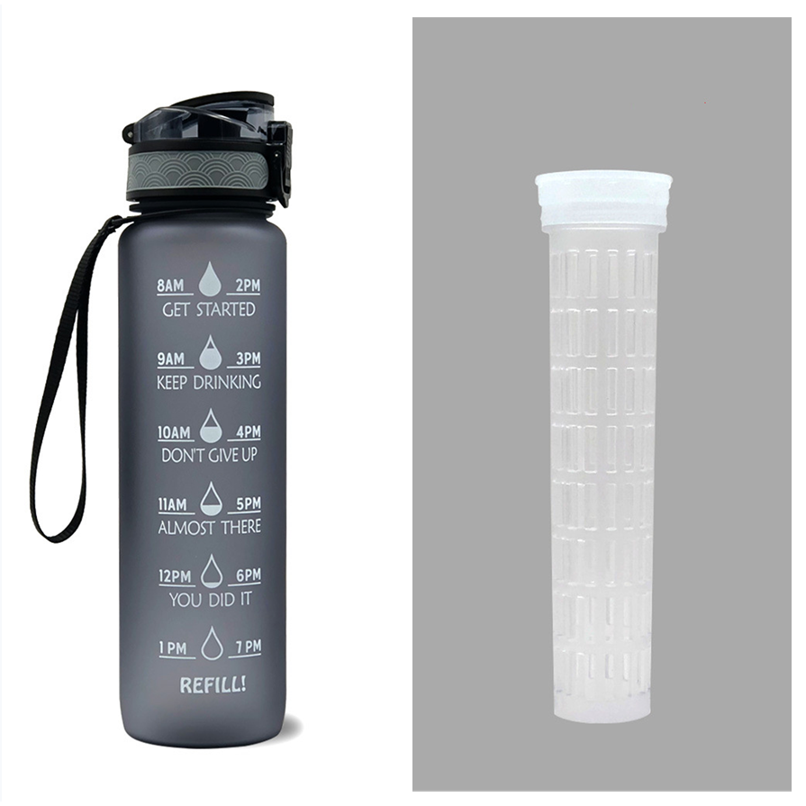 Women's Motivational Water Bottle with Time Markers Flip-Top Lid and 1l Capacity Glass - Image 32