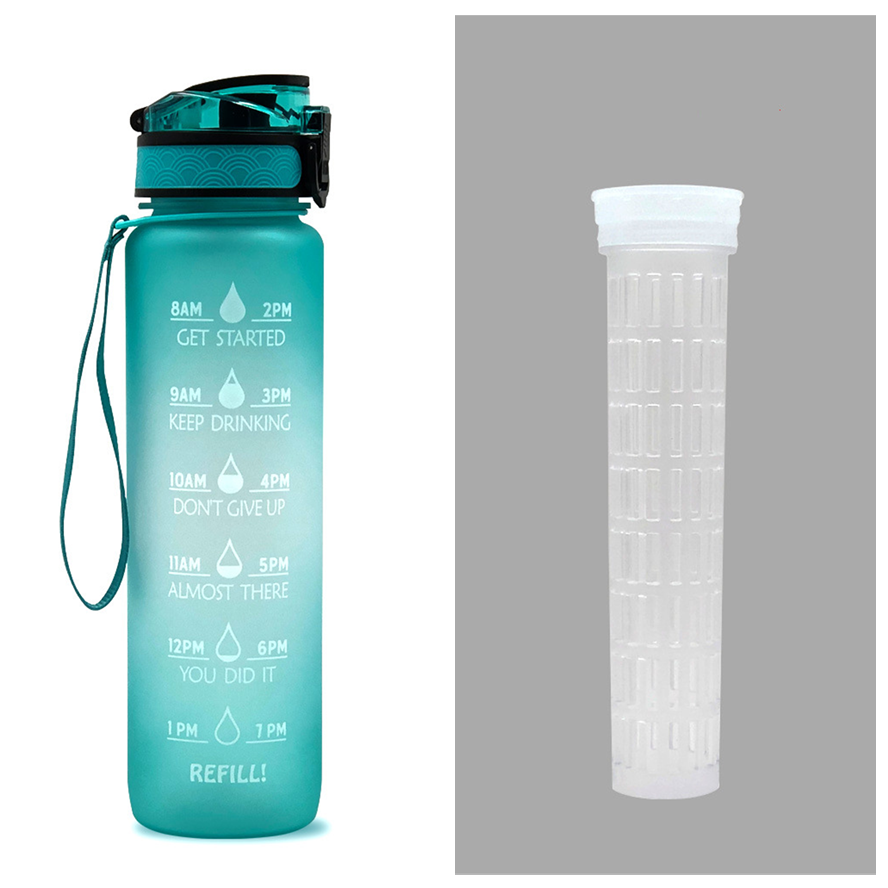 Women's Motivational Water Bottle with Time Markers Flip-Top Lid and 1l Capacity Glass - Image 41