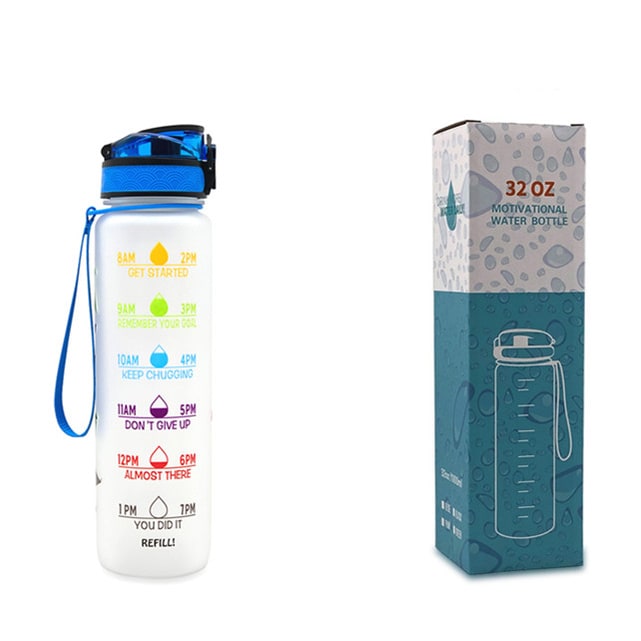 Women's Motivational Water Bottle with Time Markers Flip-Top Lid and 1l Capacity Glass - Image 5