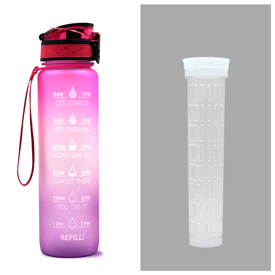Women's Motivational Water Bottle with Time Markers Flip-Top Lid and 1l Capacity Glass - Image 6