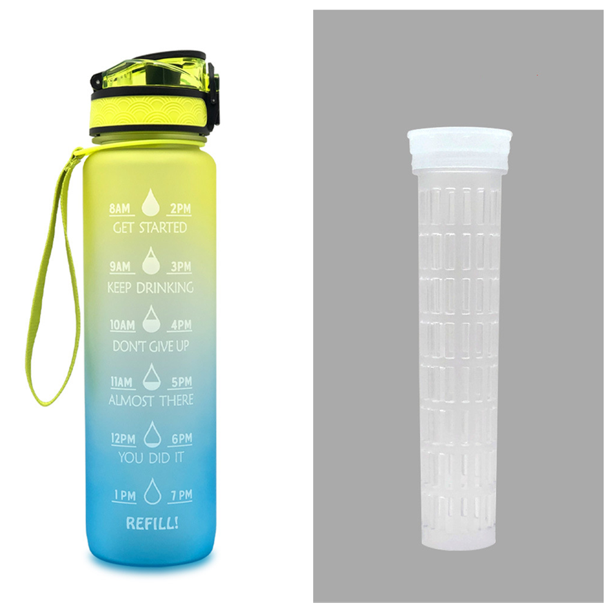 Women's Motivational Water Bottle with Time Markers Flip-Top Lid and 1l Capacity Glass - Image 7