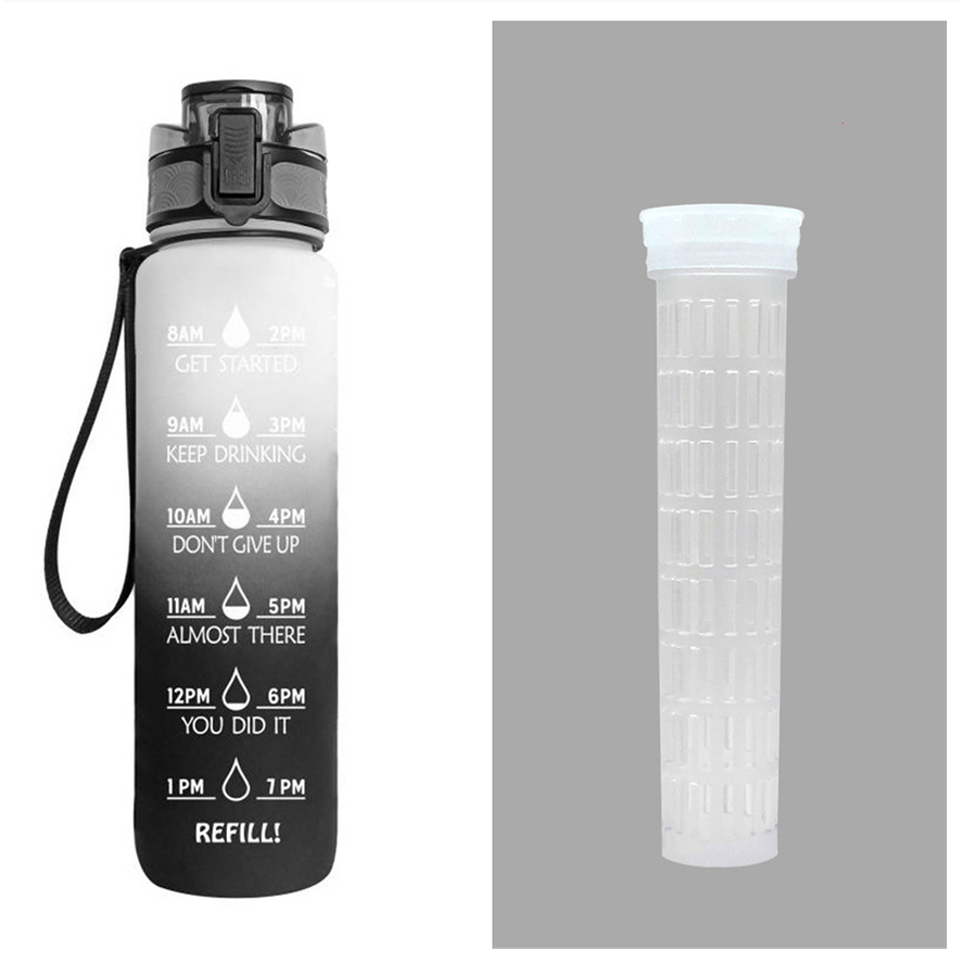 Women's Motivational Water Bottle with Time Markers Flip-Top Lid and 1l Capacity Glass - Image 8