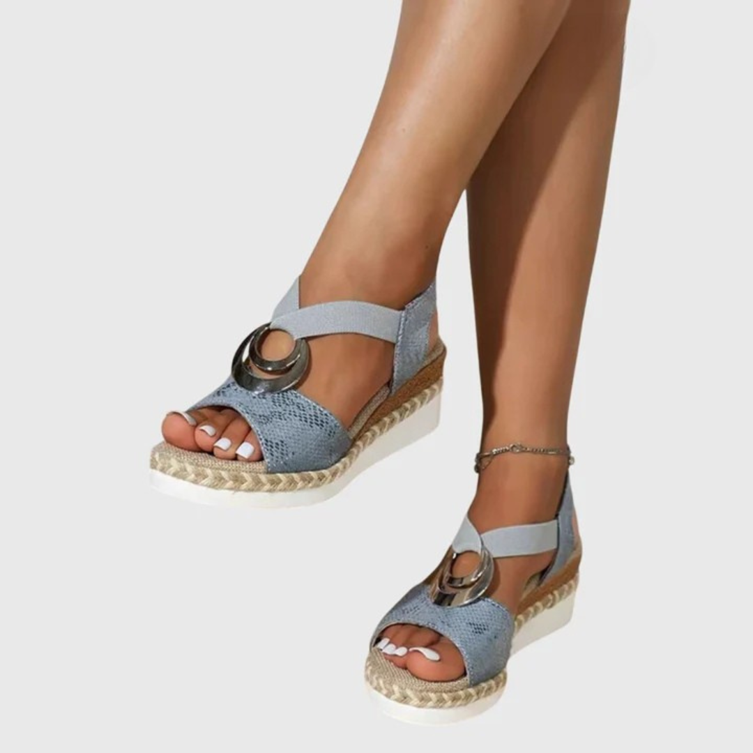 Women's Open-Toe Platform Espadrille Sandals with Ring Detail — alternative angle
