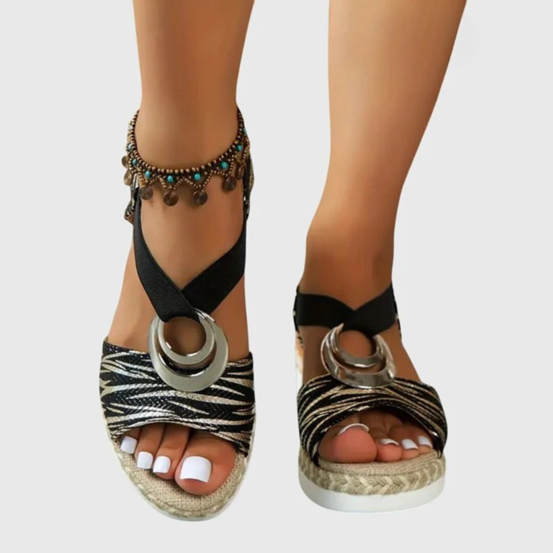 Women's Open-Toe Platform Espadrille Sandals with Ring Detail — image 12