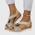 Women's Open-Toe Platform Espadrille Sandals with Ring Detail — image 11